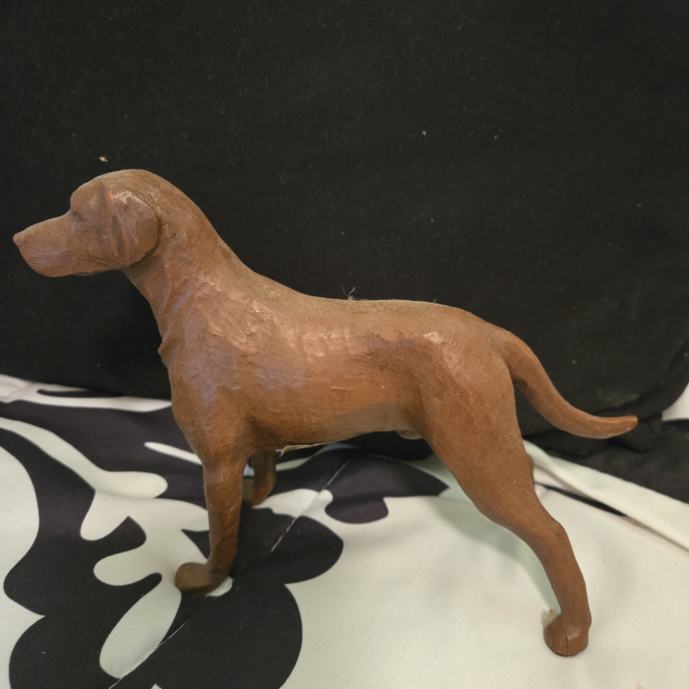 Artisan Wooden Dog Sculpture - Brown